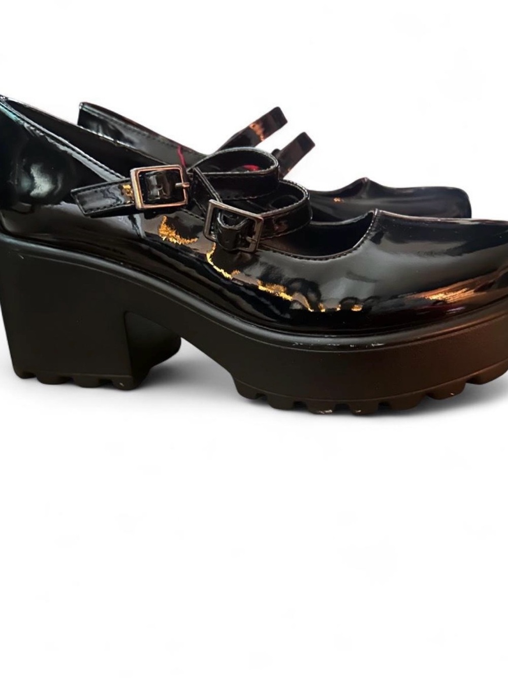 Patent Leather Mary Jane Platform Heels in Black